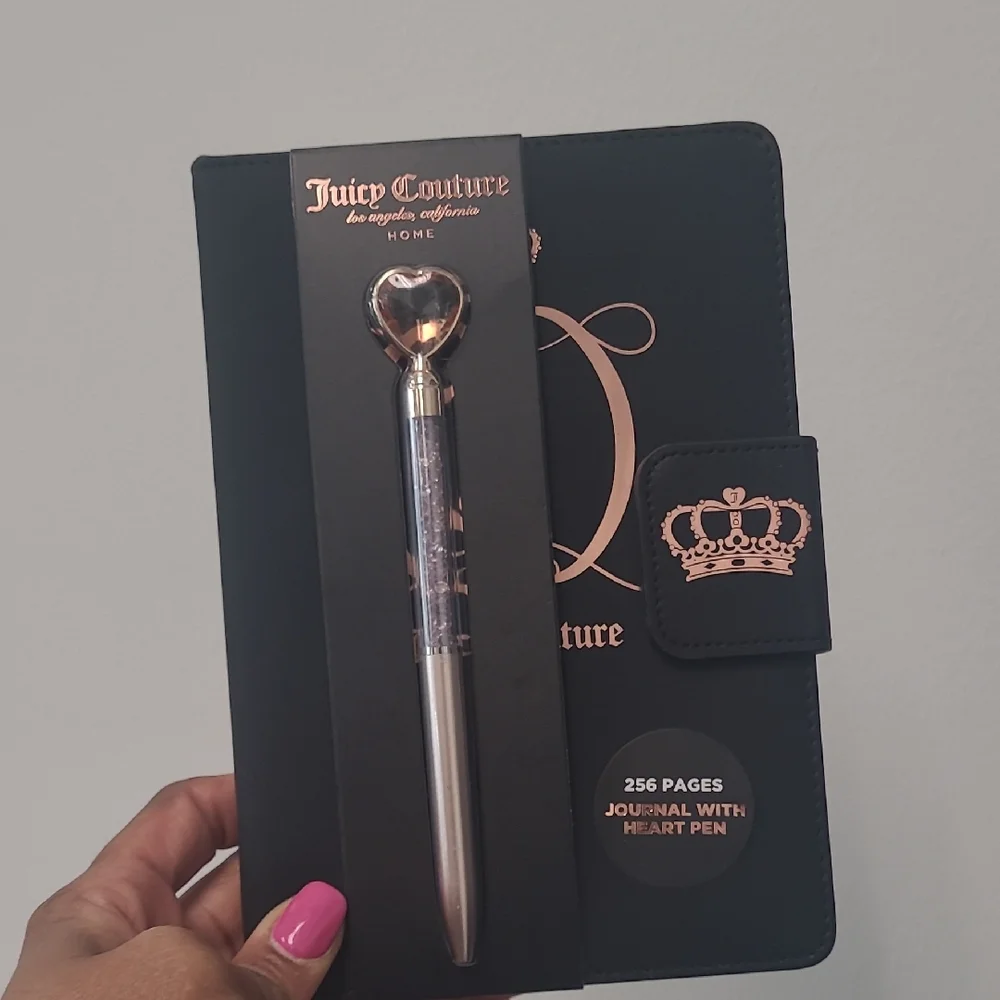 Juicy Couture Black and Gold Journal with Heart Pen